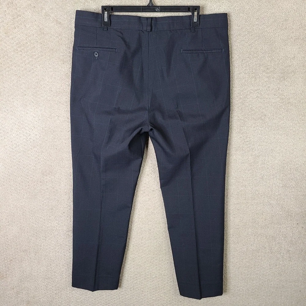 Vintage Farah Suit Mens 44L Blue Green Check‎ 2 Piece Wool Blend Pleated 36x28